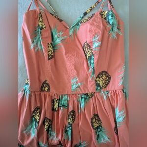 Charlotte Russe Strappy Retro Pin-up Coral Pineapple Summer Dress Size S